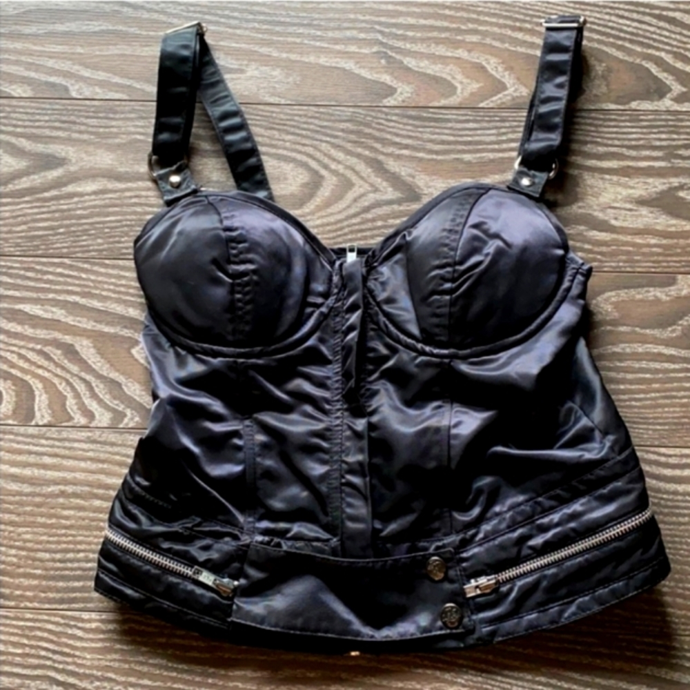 Rare Vintage LIP SERVICE Flight Simulator Bustier Top - Goth Fetish Wear - L.A.